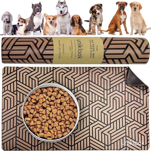 Dog Food Mat - Dog Bowl Mat - Pet Food Mat - Dog Mat for Food and Water - Dog Feeding Mat - Dog Water Bowl Mat - Waterproof Dog Water Mat - UnikLook