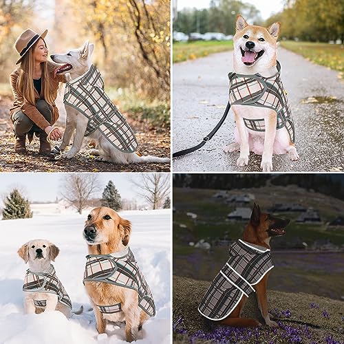Dog Raincoat for Small Dogs Puppies Waterproof Jacket Hooded Rain Coats with Reflective Strips Leash Hole & Poncho Adjustable Fit (Plaid,XS) - color: Khaki Plaid, size: X-Small
