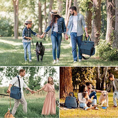 Modoker Dog Travel Bag, Weekend Pet Travel Set for Dog and Cat, Airline Approved Tote Organizer with Multi-Function Pockets, 2 Food Storage Containers, 2 Collapsible Bowls, 1 Feeding Mat (Blue) - color: Blue
