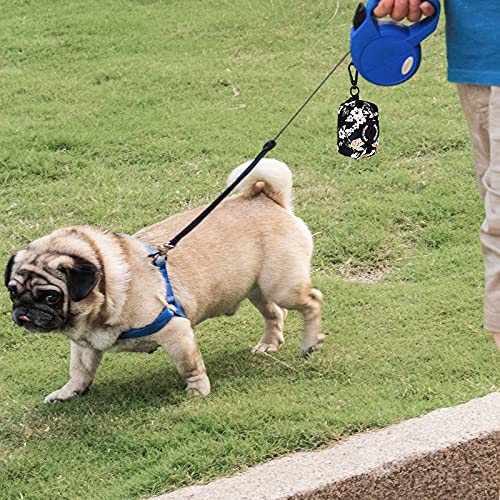 Petmolico Dog Poop Bag Holder Leash Attachment, Waste Bag Dispenser Zippered Pouch - 2 Pack, Fits Any Leash, Includes Free Roll of Bags, Yellow White Blooming - color: Yellow White Blooming