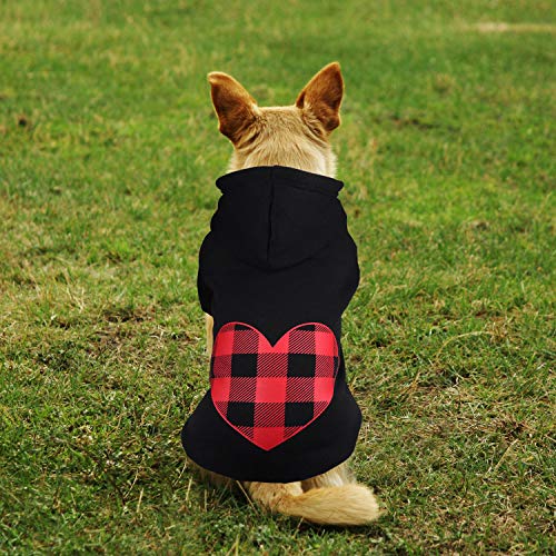 Dog Hoodie Dog Sweaters for Medium Dogs Pet Clothes Black Buffalo Plaid Warm and Soft Breathable Cozy(M) - color: Heart, size: Medium
