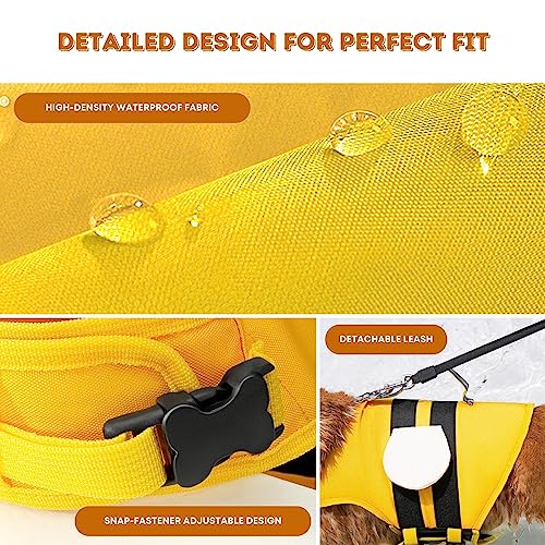 Dog Life Jacket with Cute Bee Design, Extra Chin Support, Reflective Accents and Strong Rescue Handle with Safety Leash Attachment