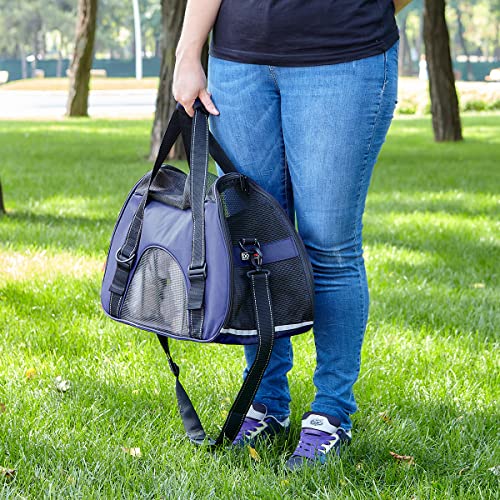 Dogline Carrier Bag Airline Approved Carrier for Dogs and Cats, Size M, Blue - color: Blue, size: H 13" x W 9" x L 21"