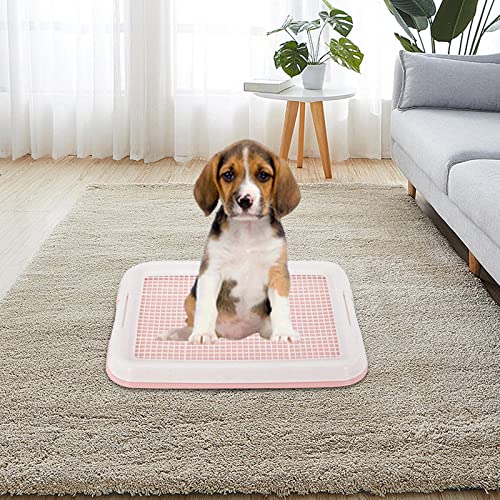 Dog Potty Toilet Training Tray Dog Potty Pan Removable Easy to Clean with Secure Latch Indoor Potty Trainer Corner for Small Dogs Puppies, Pink