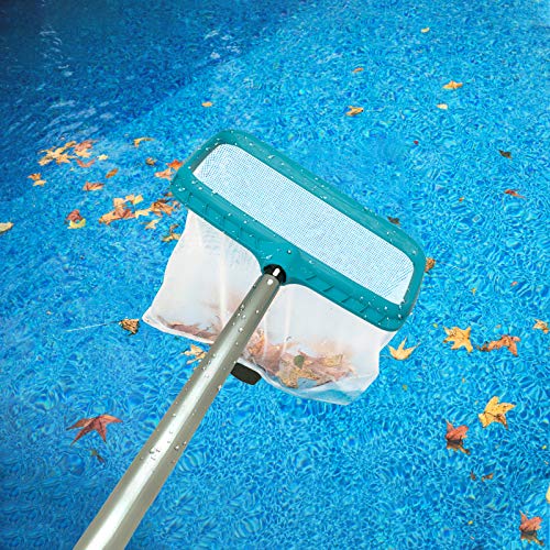 POOLWHALE Professional Pool Skimmer Net, Heavy Duty Swimming Leaf Rake Cleaning Tool with Deep Fine Nylon Mesh Net Bag - Fast Cleaning,Easy Scoop Edge,Debris Pickup Removal (No Pole) - size: Pool Rake