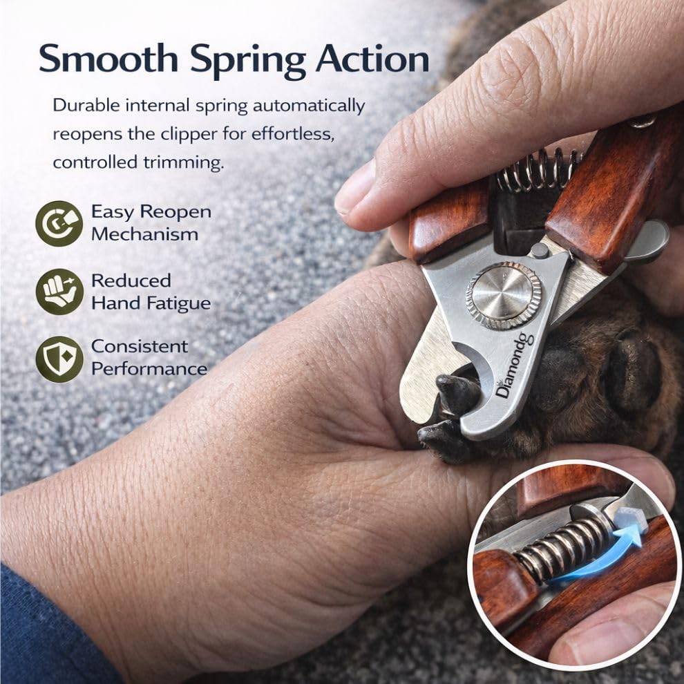 Diamondg Heavy Duty Dog Nail Clipper and Trimmer with Full Length Hardened Steel and Wooden Handle - color: Brown