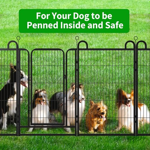 Dog Playpen Outdoor 32 Piece Panels Heavy Duty Dog Fence 40" Height Anti-Rust with Doors Portable for RV Camping Yard, Total 71FT, 406 Sq.ft, Snowy Black - style: 27"W x 40"H