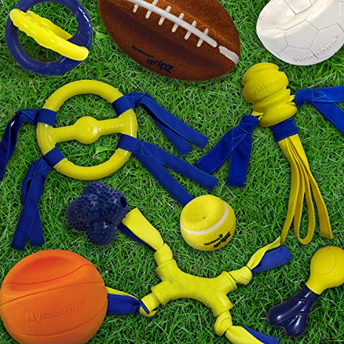 Nylabone Power Play Gripz Felt Soccer Ball Rubber Fetch Toy, Squeaky Ball for Dogs, Medium (1 Count) - size: Medium (1 Count), style: Soccer