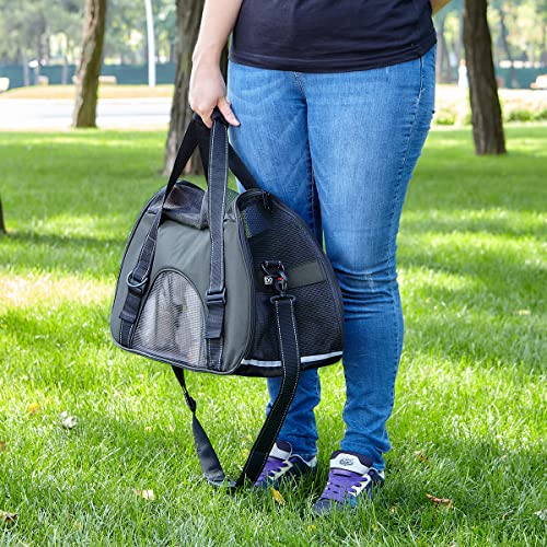 Dogline Carrier Bag Airline Approved Carrier for Dogs and Cats, Size M, Black - color: Black, size: H 13" x W 9" x L 21"
