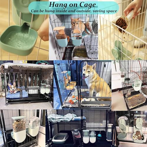 Kenond Hanging Automatic Food Water Dispenser, 35oz Rabbit Feeder Guinea Pig Water Bottle Feeder for Ferret Guinea Pig Rabbit Bunny Cage Accessories(Gray) - color: Gray Waterer and Feeder