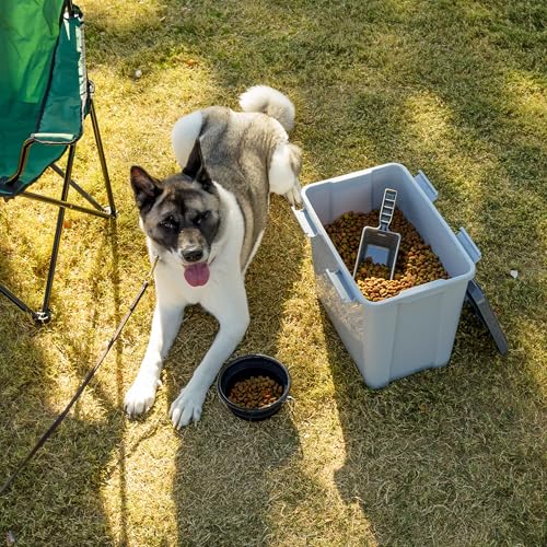 IRIS USA Stackable Dog Food Storage Container with 2 Cup Scoop, 4 Secure Latches, Fits up to 30 lbs, Pet Dry Food Bin, Gasket Seal Lid, BPA Free, Stackable, Easy Measure, Gray/Dark Gray - color: Gray/Dark Gray