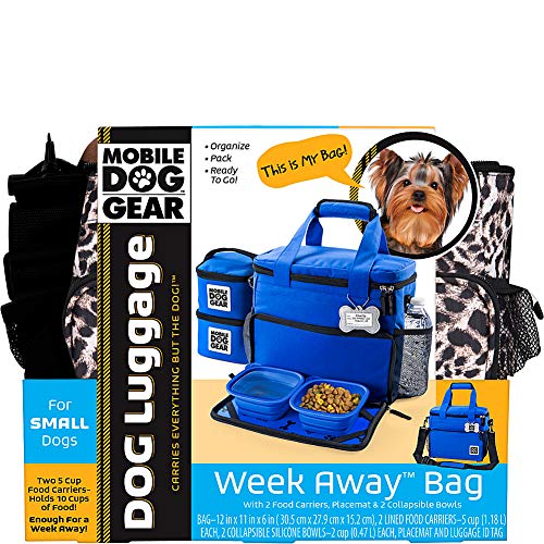 Mobile Dog Gear, Week Away Dog Travel Bag for Small Dogs, Includes Lined Food Carriers and 2 Collapsible Dog Bowl, Black, Meets Airline Requirements - color: Black, size: Small
