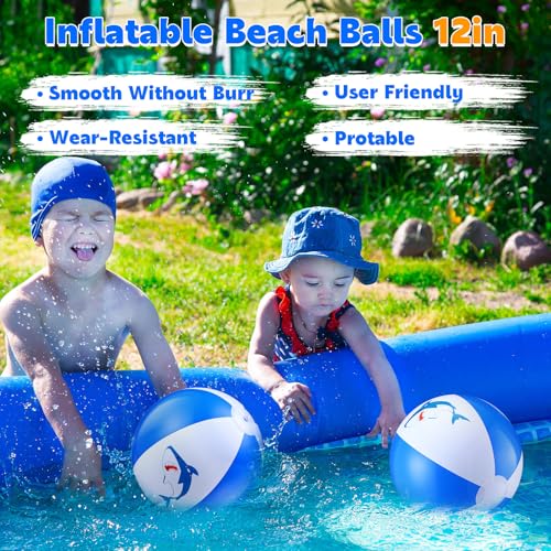 6 Pcs 12 Inch Inflatable Shark Beach Balls for Kids Shark Birthday Party Favor Decorations Pool Toy PVC Beach Ball - style: Shark