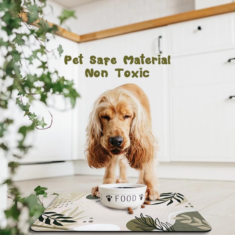 Bohemia Tropical Leaves Pet Feeding Mats - Waterproof, Absorbent Dog Cat Food and Water Bowl Mats - 12 * 20 inch - color: Bohemia, size: 20"L x 12"W