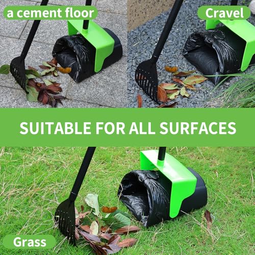 ienjoyed 43" Tall Pooper Scooper Large Swivel Bin & Rake with 100 Waste Bags,Heavy Duty Dog Pooper Scooper for Dogs, Long Handle Poop Scooper with Lid for Yard, Grass, Gravel (Green) - color: Green(43" Tall)