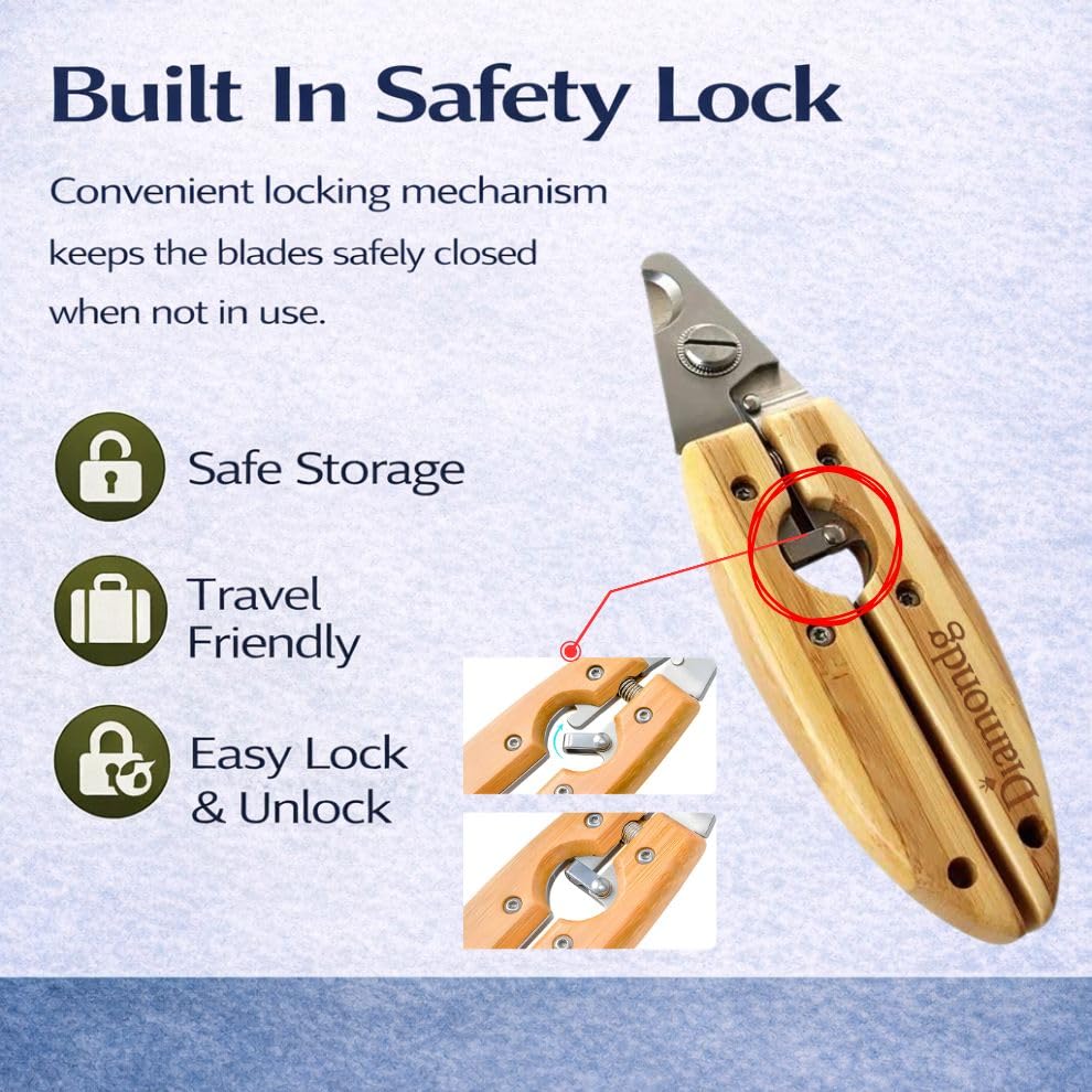 Diamondg Big Dog Heavy Duty Dog Nail Clipper and Trimmer with Full Length Hardened Steel and Wooden Handle - color: Beige