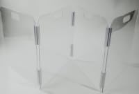 Clear Acrylic Dog Gate, 4 Panel 96" W x 31.5" H, Transparent Freestanding Pet Playpen Indoor, Foldable Pet Fence Barrier for Doorway with Handle/Support Feet - size: 4 Panel 96" W x 31.5" H