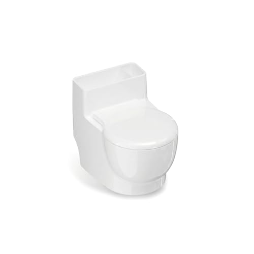 Leadigol Wall-Mounted Toilet Shaped Cat Water Dispenser,Stainless Steel Small Cat Food Bowls,Small Funny Bowl for Dogs and Cats(White)
