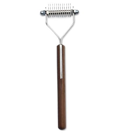 Mars Coat King Blunt Dematting Undercoat Grooming Rake Stripper Tool for Dogs and Cats, Stainless Steel with Wooden Handle, Made in Germany, 12-Blade