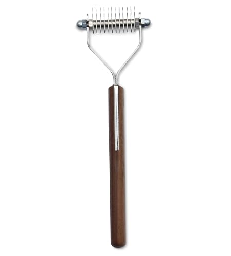 Mars Coat King Blunt Dematting Undercoat Grooming Rake Stripper Tool for Dogs and Cats, Stainless Steel with Wooden Handle, Made in Germany, 12-Blade