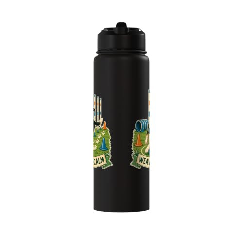 WEAVE POLE CALM Dog Agility Course Stainless Steel Insulated Water Bottle - color: Black