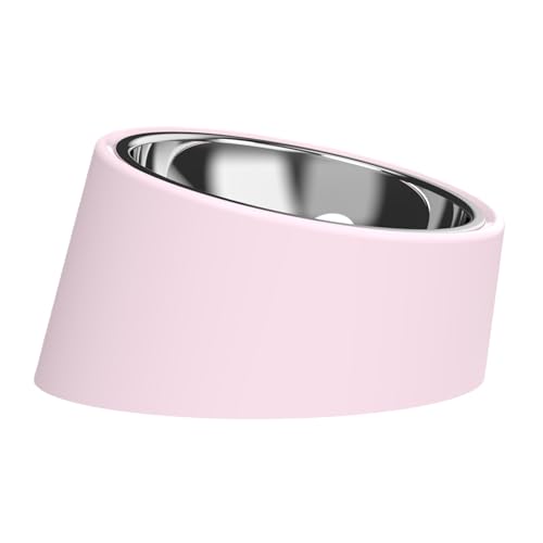 15° Tilted Dog Bowl for Medium Dogs & Flat-Faced Breeds - Anti-Choke Ergonomic Elevated Feeder Non-Slip Base - 2-in-1 Detachable Stainless Steel Food (M, Pink) - color: Pink, size: M