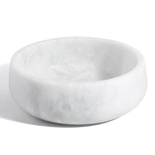 White Marble Dog Bowls, Non-Slip Dog Food Water Bowl Small, Heavy Duty Pet Bowl for Cats and Medium Dogs, Weighted African Natural Marble, Holds 4 Cups(5lbs) - color: Namib Fantasy, size: S