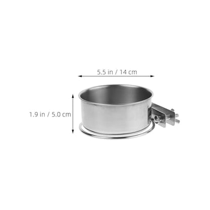 KALLORY Wall Mounted Dog Bowl Raised Pet Feeder Stainless Steel Hanging Water Dish for Dogs and Puppies Comfortable Feeding Station with Dual Screws 14cm