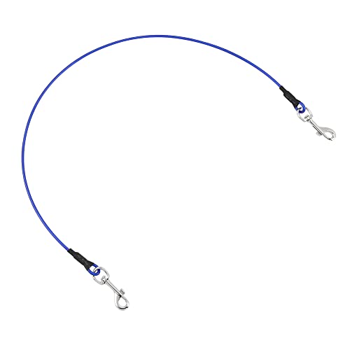 Mogoko Pet Dog Car Seat Belt Restraint, Coated Stainless Steel Chew Proof Dog Vehicle Safety Tether Cable, Double Clip No-Chew Pet Car Leash Lead-31 Inch - color: Blue, size: 31 inches