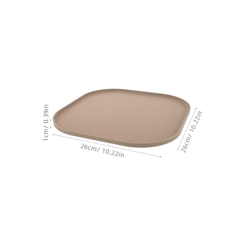 Mikikit Silicone Pet Feeding Mat for Dog Food and Cat Bowl, Waterproof Spill Proof Placemat with Raised Edges, Non Slip Floor Protector Pad, Coffee