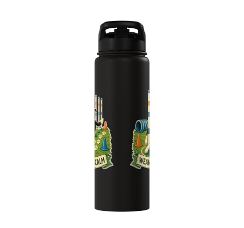 WEAVE POLE CALM Dog Agility Course Stainless Steel Insulated Water Bottle - color: Black