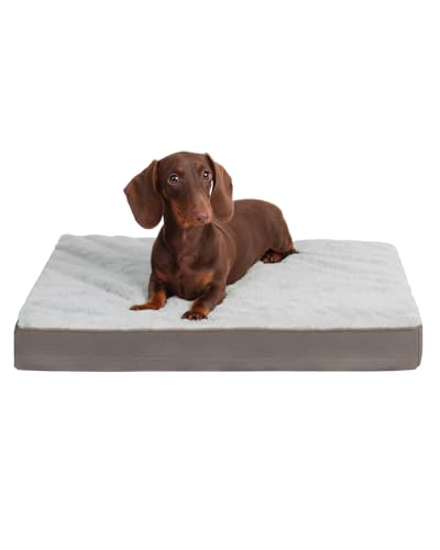 KSIIA Orthopedic Dog Crate Bed Waterproof Dog beds for Small Dogs Deluxe Plush Washable Pet Mat with Egg Crate Foam & Removable Cover, 21 x 13 Inch, Gray - color: Light Grey, size: 21.0"L x 13.0"W x 2.5"Th
