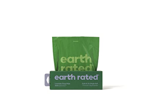 Earth Rated Dog Poop Bags, Thick Grab and Go Single Roll, Ideal for Backyard Pickups, Lavender Scented, 300 Count - style: Lavender