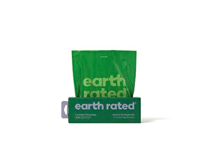 Earth Rated Dog Poop Bags, Thick Grab and Go Single Roll, Ideal for Backyard Pickups, Lavender Scented, 300 Count - style: Lavender