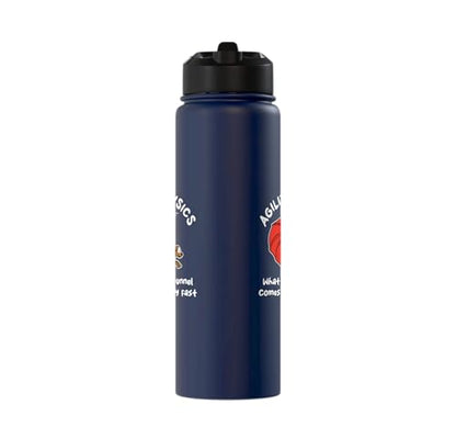 Dog Agility Design For Dog Handler - What Goes In Tunnel Stainless Steel Insulated Water Bottle - color: Navy Blue