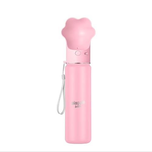 Stainless Steel Dog Travel Water Bottle, Vacuum Insulated Portable Dog Water Dispenser, Drink Cup and Snack Container On The Go, Outdoor Walking, Hiking, Travel (Pink, 22oz) - color: Pink