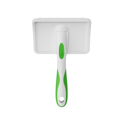 Andis 68540 Self-Cleaning Animal Slicker Brushes with Curved Stainless-Steel Bristles for All Breeds - Reduces Shedding by Up to 90%, Removes Tangles, Dirt & Loose Hair – Large, Green