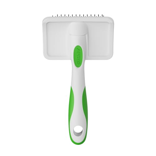 Andis 68565 Stainless-Steel Slicker Brush for Dogs and Cats - Durable and Lightweight Grooming Tool for All Breeds and Fur Lengths, Reduces Shedding and Promotes Hair Growth - Medium, Green