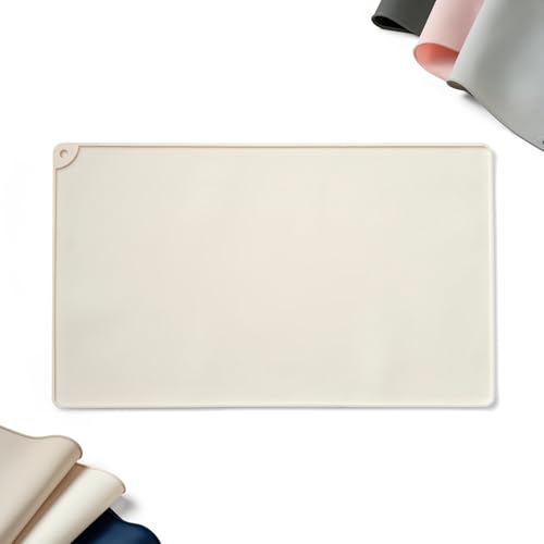 WePet Non-Slip Waterproof Pet Feeding Mat, 20x12 Inch - Silicone Dog & Cat Food Mat with Raised Edge to Stop Food Spills and Water Spills - Dishwasher Safe, Easy Clean - color: Craie White
