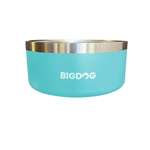 BIGDOG Stainless Steel Dog Bowl, 100 Ounces, Spill Proof, Large Dogs, Light Blue - color: Light Blue, size: 100oz