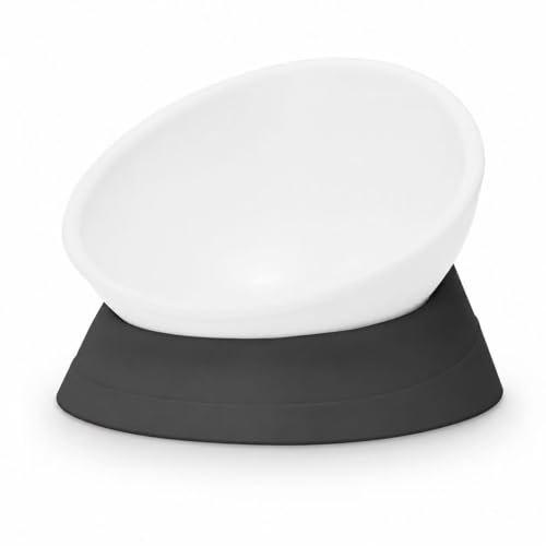 Tilted Angle Dog Bowls - Slanted Resin Dog Cat Food Bowl, Non-Slip Pet Feeder with Detachable Silicone Stand (Black, L - 4 Cup) - color: Black, size: L - 4 Cup