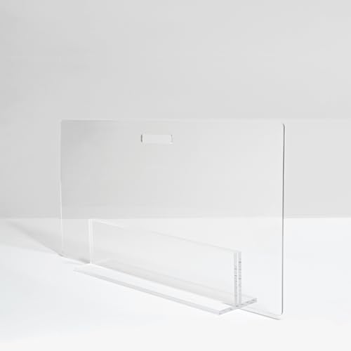 Hiddin Low Clear Freestanding Pet Gate – 30 Inch Wide Modern Acrylic Dog & Cat Barrier Panel – Transparent No-Installation Indoor Pet Fence for All Spaces – Stylish Home Safety Solution - size: 30" Width