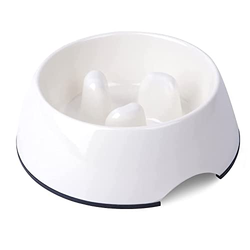 SUPERDESIGN Slow Feeder Dog Bowl Cat Bowl 1/2 Cup Slow Feeding Dog Bowl for Small Medium Breed Anti Gulping Healthy Eating Interactive Bloat Stop Fun Alternative Non Slip Puzzle Dog Food Bowl, White - color: White, size: S