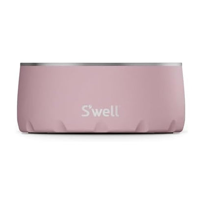 S'well Stainless Steel Pet Bowl, 16oz, Pink Topaz, for Small to Medium Size Dogs, Mess Free Design with Non Slip Rubber Bottom, Dishwasher Safe, BPA Free - color: Pink Topaz, size: 16 oz