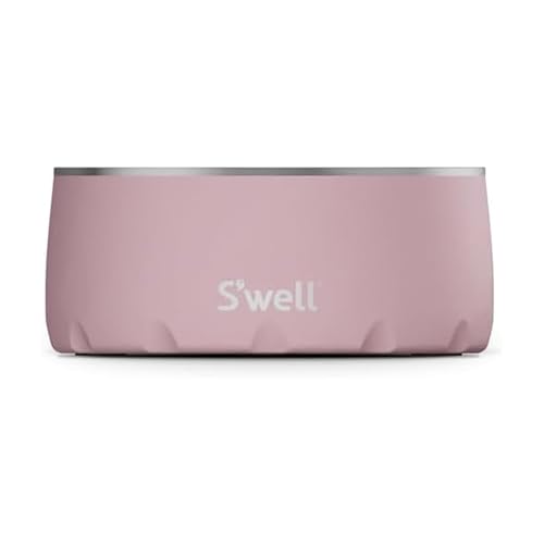 S'well Stainless Steel Pet Bowl, 16oz, Pink Topaz, for Small to Medium Size Dogs, Mess Free Design with Non Slip Rubber Bottom, Dishwasher Safe, BPA Free - color: Pink Topaz, size: 16 oz