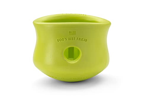 West Paw Zogoflex Toppl Interactive Treat Dispensing Puzzle Dog Toy for Mental Stimulation & Enrichment-Holds Kibble & Treats-Lickable, Freezable & Dishwasher Safe-Made in USA-Small-Granny Smith Green - color: Granny Smith, size: Small