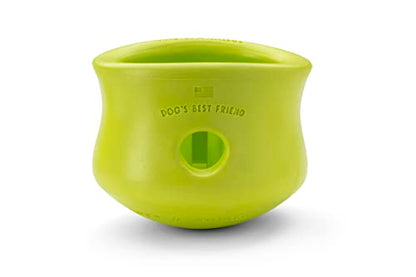 West Paw Zogoflex Toppl Interactive Treat Dispensing Puzzle Dog Toy for Mental Stimulation & Enrichment-Holds Kibble & Treats-Lickable, Freezable & Dishwasher Safe-Made in USA-Small-Granny Smith Green - color: Granny Smith, size: Small