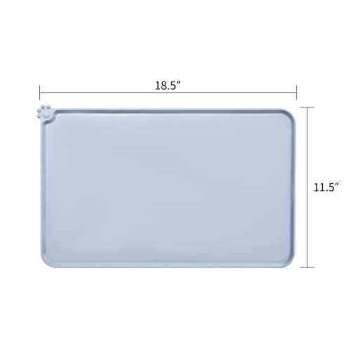 AUDWUD Silicone Waterproof Pet Feeding Mats,Anti Slip Bowl Pad,Dog Mat for Food and Water - color: Ice Blue, size: 18.5" x 11.5"