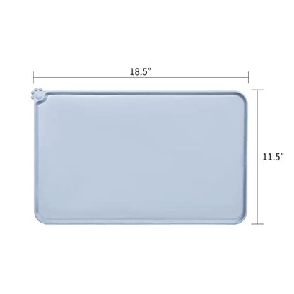 AUDWUD Silicone Waterproof Pet Feeding Mats,Anti Slip Bowl Pad,Dog Mat for Food and Water - color: Ice Blue, size: 18.5" x 11.5"