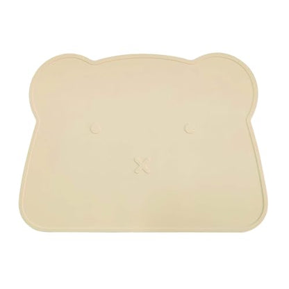 Silicone Waterproof Dog Cat Pet Feeding Mats,Anti Slip Pet Bowl Mats, BPA Free Silicone Pete Feeding Mat Bear Pattern 16In x 12In(Beige) - color: beige
